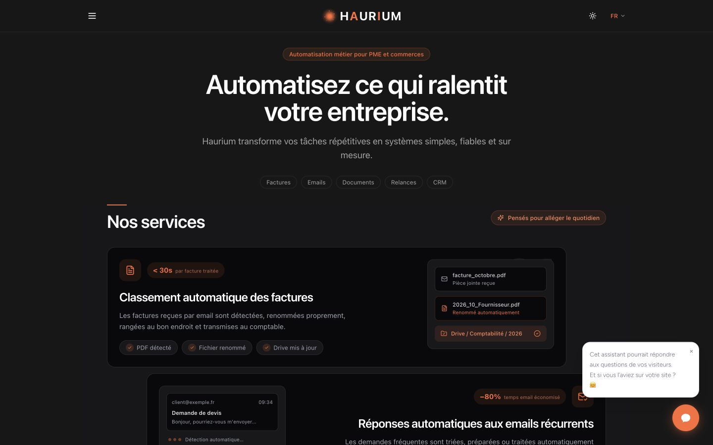 Aperçu du site Haurium conçu par Webillico